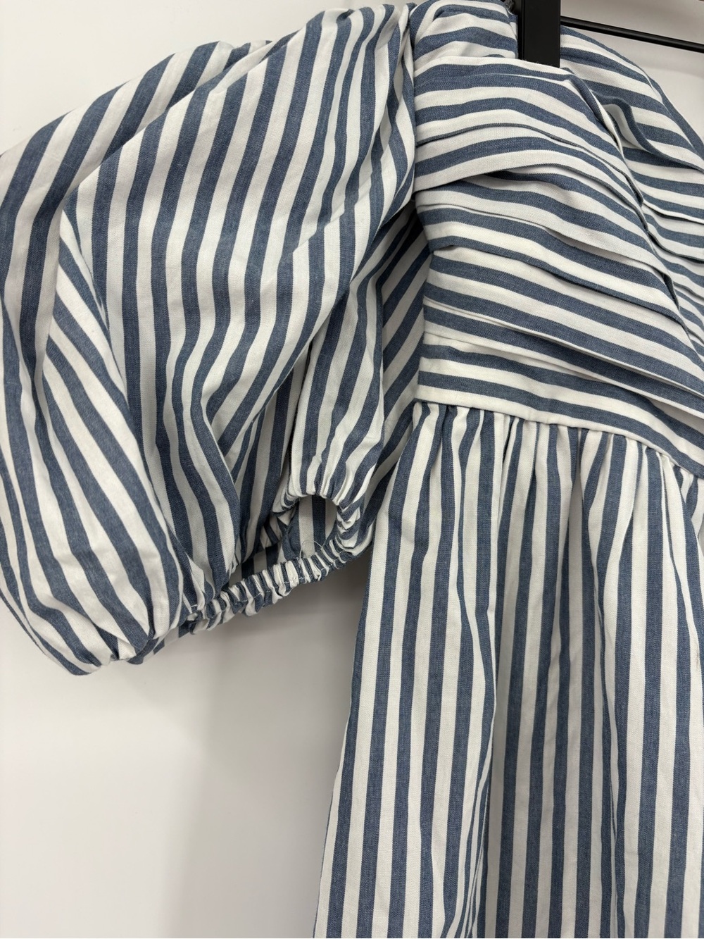 Abercrombie Emerson Off Shoulder Puff Sleeve Blue/White Stripe Dress Skort Large - Picture 8 of 16